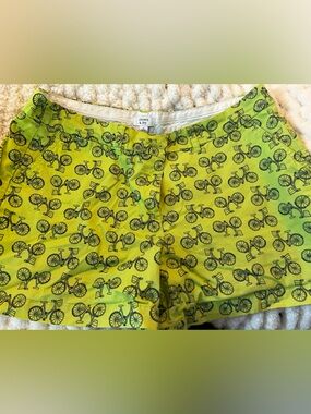 crown & ivy Bright Lime Green Bicycle-Print Shorts